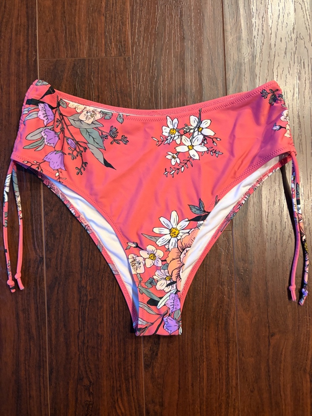 Cupshe Pink Floral Side-Tie Bikini Bottoms